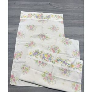 Vintage Pillowcases Floral Pink Blue And Purple Set Of 2